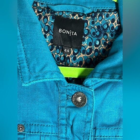 Women's Bonita Solid Teal Pockets Button Up Long Sleeve Jacket Size 44EU/12 US - Picture 5 of 15